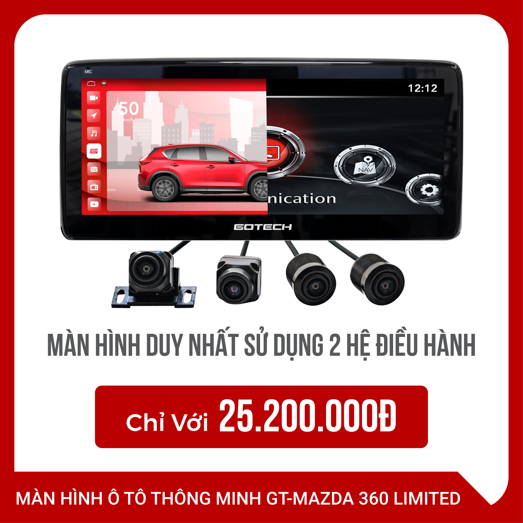 MÀN HÌNH Ô TÔ THÔNG MINH GOTECH GT MAZDA 360 LIMITED